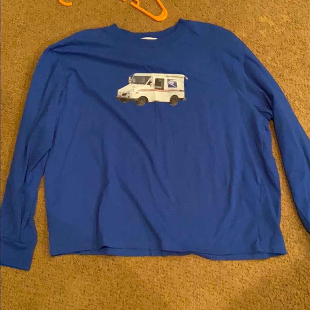 Forever 21 USPS collab mail truck blue long sleeve